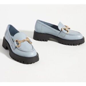 Anthropologie Bruno Premi Blue Hardware Platform Loafers Size 38 / US 7.5